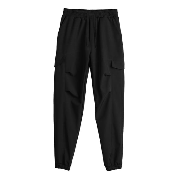 Hxshgdsn Men Baggy Cargo Pants With Multi Pockets Drawstring High Waist Cuffed Sweatpants Black Xl