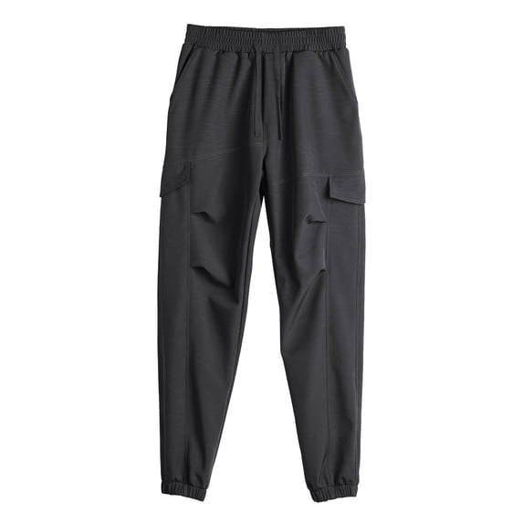 Hxshgdsn Men Baggy Cargo Pants With Multi Pockets Drawstring High Waist Cuffed Sweatpants Gray Xl