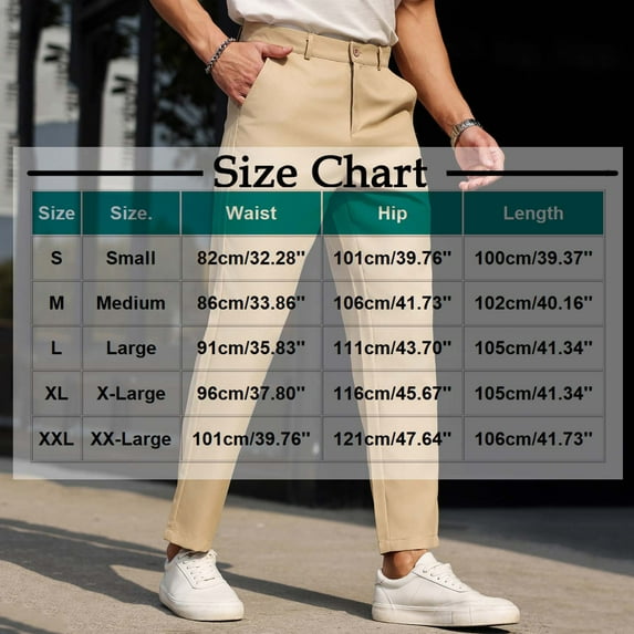 Hxshgdsn Men's Pants Men Solid Casual Button Waist Pockets Straight Type Golf Pants Suit Pants Trousers White L