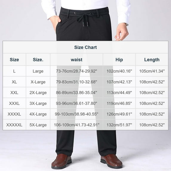 Hxshgdsn Men's Pants Men's Casual Solid Drawstring Pants With Pockets Fleece Lined Warm Trousers Straight Leg For Seniors Full Length Pants Black XL