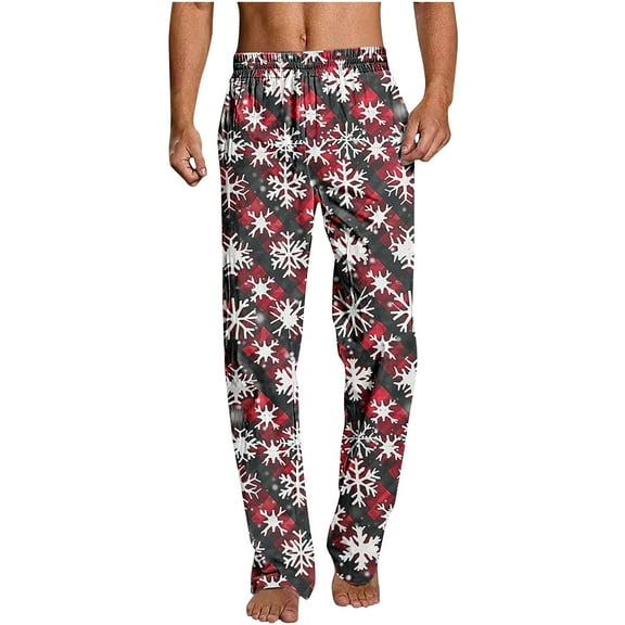 Hxshgdsn Men's Pants Men's Home Sleepwear Thin Print Straight Leg Pants Men's Casual Pants Multicolor 2XL