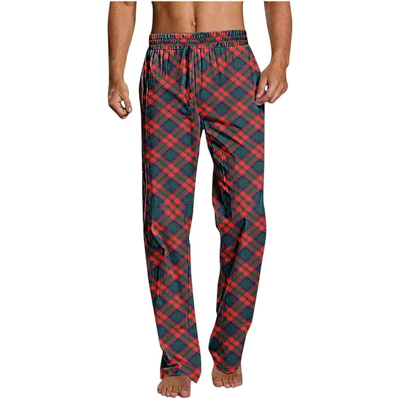 Hxshgdsn Men's Pants Men's Home Sleepwear Thin Print Straight Leg Pants Men's Casual Pants Multicolor 2XL