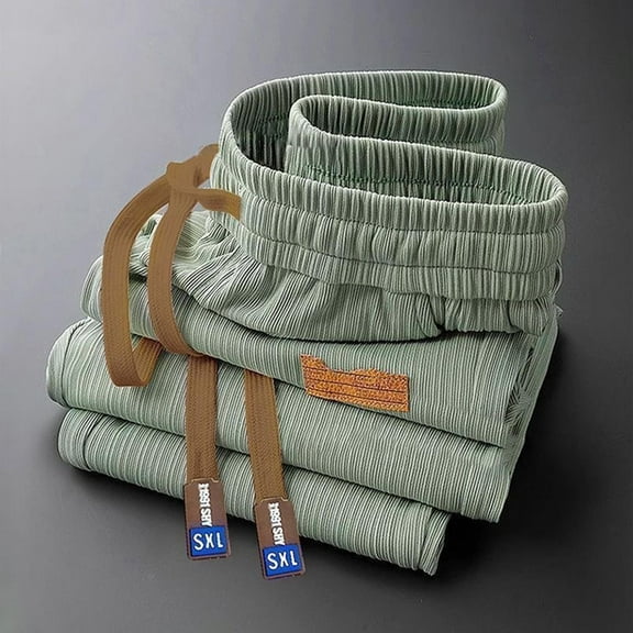 Hxshgdsn Men's Pants Teenager Unisex Casual Faddish Solid Outwear Sports Elastic Waist Pockets Pants Trousers Green 3XL