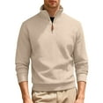 thumbnail image 1 of Hxshgdsn Mens Cable Knit Sweaters Quarter Zip Fleece Heavyweight Jacquard Stand Collar Pullover Sweater Strechy Loose Fit Khaki Xl, 1 of 9