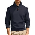 thumbnail image 1 of Hxshgdsn Mens Cable Knit Sweaters Quarter Zip Fleece Heavyweight Jacquard Stand Collar Pullover Sweater Strechy Loose Fit Navy L, 1 of 6