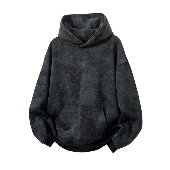 Hxshgdsn Mens Hoodies Oversized Sweatshirts Unisex Hoodie Heavyweight Fleece Vintage Graphic Sweatshirt Streetwear Black 2Xl
