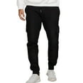 thumbnail image 1 of Hxshgdsn Mens Joggers Cargo Pants Fleece Line Warm Cuffed Sweatpants Running Outdoor Black L, 1 of 4