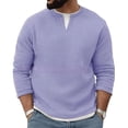 thumbnail image 1 of Hxshgdsn Mens Long Sleeve Thermal Shirt V Neck 2 In 1 Fleece Tops Base Layer Undershirt Waffle Knit Sweaters Purple L, 1 of 6