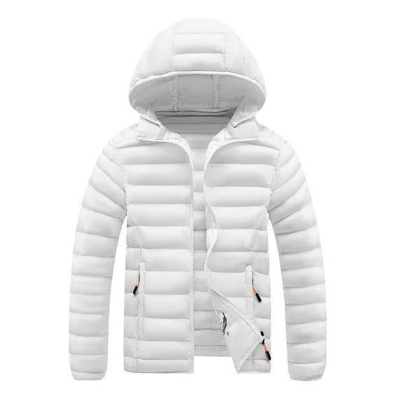 Hxshgdsn Mens Puffer Jacket Lightweight Hidden Zip Coat With Pocket Winter Slim Fit Outerwear White 4Xl