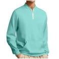 thumbnail image 1 of Hxshgdsn Mens Quarter Zip Sweatshirts Mock Neck Pullover Long Sleeve Sweater Half Zip Shirt With Large Pocket Mint Green Xl, 1 of 6