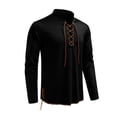 thumbnail image 1 of Hxshgdsn Mens Retro Lace Up Shirts Medieval Vintage Long Sleeve Crew Neck Casual Pullover Black Xl, 1 of 6