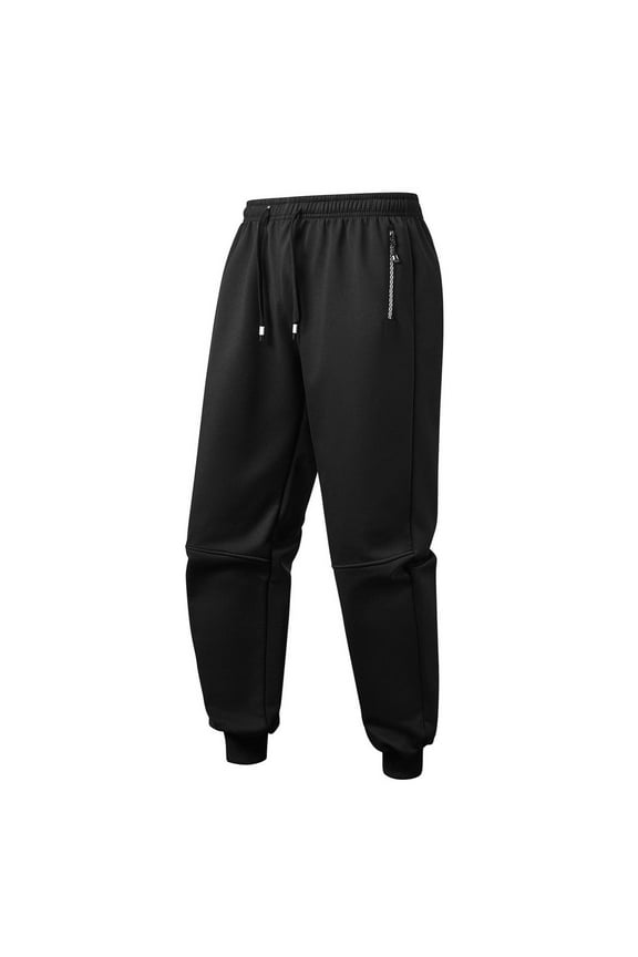 Mens Sherpa Joggers Pants High Elastic Waist Sweatpants Warm Winter Black Xl
