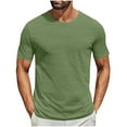 thumbnail image 1 of Hxshgdsn Mens Short Sleeve T-Shirt Solid Color Crew Neck Casual Summer Slim Fit（Green/2XL）, 1 of 6