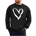 thumbnail image 1 of Hxshgdsn Mens Valentine Sweatshirts Heart Printed Pullover Trendy Graphic Crew Neck Shirt Funny Holiday Black 1 S, 1 of 6