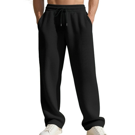 Hxshgdsn Mens Wide Pants Open Bottom With Pockets Elastic Waist Full Length Pants Beach Casual Holiday Black 2Xl