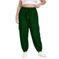 thumbnail image 1 of Hxshgdsn Plus Size Cargo Pants For Women Elastic High Waist With Drawstring Joggers Multi Pockets Cuffs Sweatpants Green 5Xl, 1 of 9
