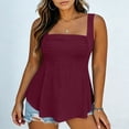 thumbnail image 1 of Hxshgdsn Plus Size Tank Tops for Womens Sleeveless Square Neck Ruched Front Peplum Top Loose Fit（Wine/5XL）, 1 of 7