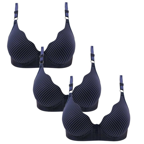 Hxshgdsn Push Up Bras For Women 3 Pack Plus Size Adjustable Shoulder Straps Wirefree Embroidery Glossy Extra-Elastic Bras Active Yoga Sports Bras,Blue 2,40C