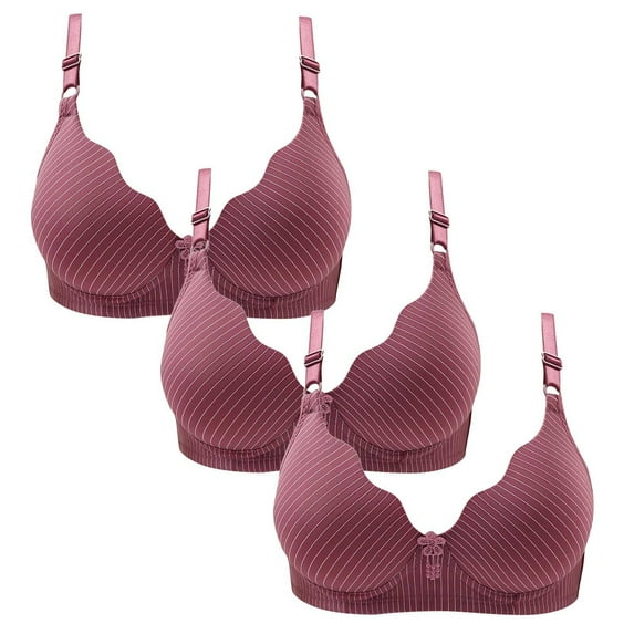 Hxshgdsn Push Up Bras For Women 3 Pack Plus Size Adjustable Shoulder Straps Wirefree Embroidery Glossy Extra-Elastic Bras Active Yoga Sports Bras,Hot Pink,38C