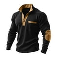 thumbnail image 1 of Hxshgdsn Quarter Button Sweatshirts For Men Waffle Long Sleeve Henley Collar T Shirts Casual Vintage Blouse Black 2Xl, 1 of 8