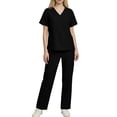 thumbnail image 1 of Hxshgdsn Scrubs Sets For Women V Neck Tops With Pockets Straight Leg Long Pants Nurse Uniforms Set Black L, 1 of 9