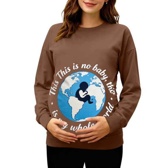 Hxshgdsn Spring Womens Maternity Pullover Tops Long Sleeves Pregnancy Sweatshirts Crew Neck Funny Tops With Graphic Printed Coffee M