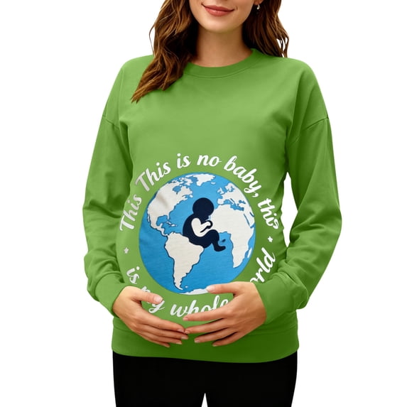 Hxshgdsn Spring Womens Maternity Pullover Tops Long Sleeves Pregnancy Sweatshirts Crew Neck Funny Tops With Graphic Printed Green M