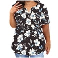 thumbnail image 1 of Hxshgdsn Summer Plus Size Cotton T Shirts Womens Loose Fit V Neck Tops Short Sleeve L-5X Stretchy Casual L Tees (L, Black 01), 1 of 5
