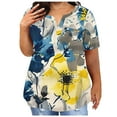 thumbnail image 1 of Hxshgdsn Summer Plus Size Cotton T Shirts Womens Loose Fit V Neck Tops Short Sleeve L-5X Stretchy Casual L Tees (XL, Yellow 01), 1 of 5