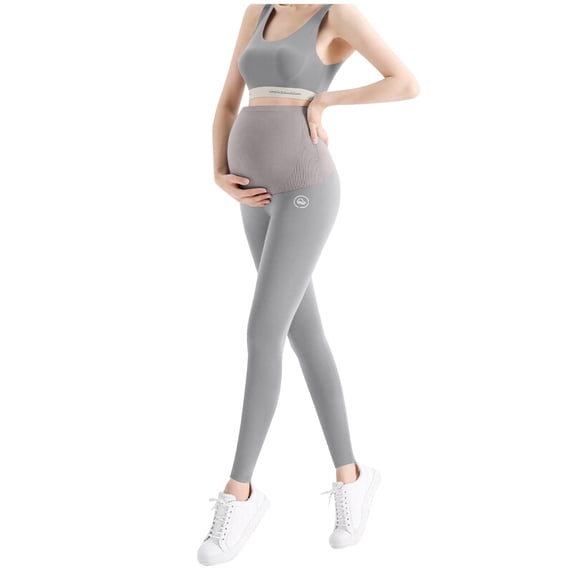 Hxshgdsn Summer Spring Maternity Leggings Lightweight Stretchy Full Long Yoga Pants For Pregnancy Women Gray M