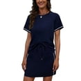 thumbnail image 1 of Hxshgdsn Summer Two Piece Sets For Women Solid Color T Shirts Drawstring Waist Skirt Activewear Light Blue 2Xl, 1 of 2