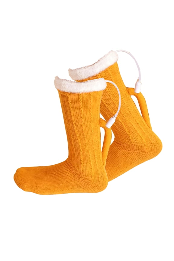 Unisex Funny Beer Sockings Novelty Gifts Beer Lovers Drinkers Thermal Warm Smart Electric Heating Socks Yellow Free Size