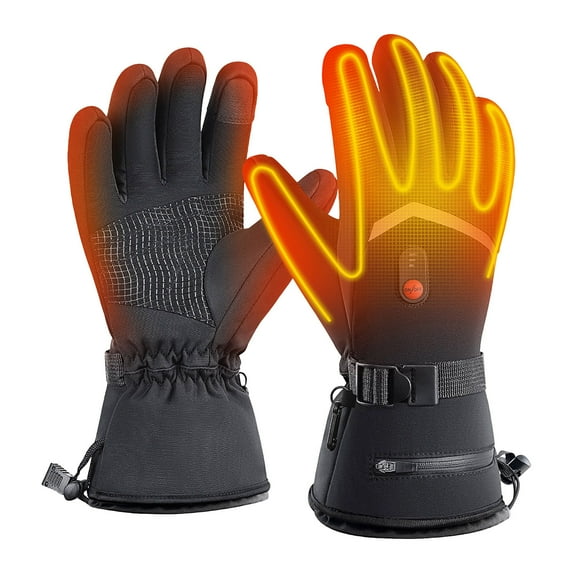 Hxshgdsn Winter Heated Gloves For Men Women,Rechargeable Electric Waterproof Thermal Outdoor Cycling Black 2 Free Size