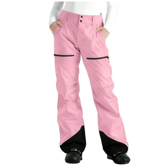 Hxshgdsn Women Snow Skiing Pants Waterproof Warm Fleece Lined Pants Snowboard Hiking Windbreak Trousers With Pockets Pink 2Xl