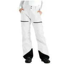 Hxshgdsn Women Snow Skiing Pants Waterproof Warm Fleece Lined Pants Snowboard Hiking Windbreak Trousers With Pockets White Xl