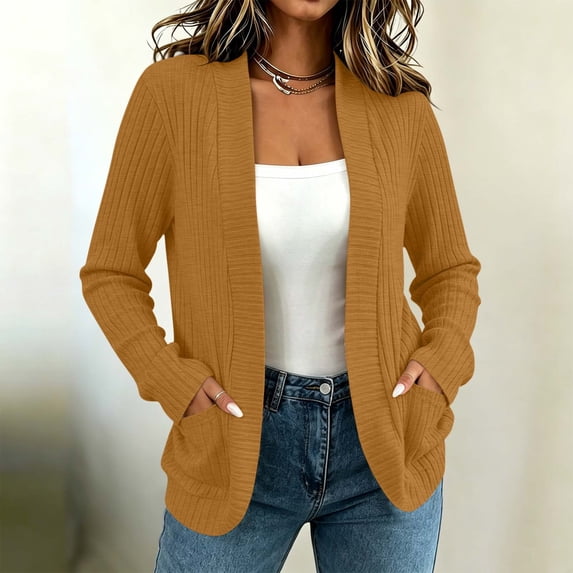Hxshgdsn Women's Lightweight Windbreaker Jacket, Long Sleeve Hooded Coat With Zipper Pocket, Solid Color Casual Outerwear(Orange/L)