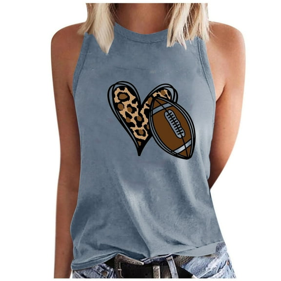 Hxshgdsn Women's Sleeveless Tank Tops Baseball Printed Blouse Casual Round Neck Vest Summer Cute Comfortable Tee (XL, Gray)