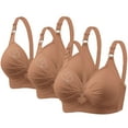 thumbnail image 1 of Hxshgdsn Womens 3PC Plus Size Bras Embroidered Full Coverage Push Up Minimizer Bras Wirefree Padded Comfortable Underwear No Rims Sports Bras,Khaki,46B, 1 of 3