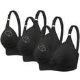thumbnail image 1 of Hxshgdsn Womens 3PC Plus Size Bras Embroidered Full Coverage Push Up Minimizer Bras Wirefree Padded Comfortable Underwear No Rims Sports Bras,Black,48B, 1 of 3