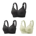 thumbnail image 1 of Hxshgdsn Womens 3PC Silky Wireless Bras Smoothing Full Coverage Push Up T-Shirt Embroidered Comforable Racerback Everyday Bralettes No Underwire Shapewear Bras,Black 2,36C, 1 of 3