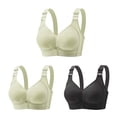 thumbnail image 1 of Hxshgdsn Womens 3PC Silky Wireless Bras Smoothing Full Coverage Push Up T-Shirt Embroidered Comforable Racerback Everyday Bralettes No Underwire Shapewear Bras,Green 1,44B, 1 of 3