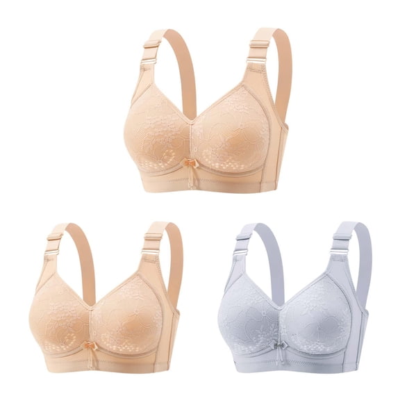 Hxshgdsn Womens 3PC Silky Wireless Bras Smoothing Full Coverage Push Up T-Shirt Embroidered Comforable Racerback Everyday Bralettes No Underwire Shapewear Bras,Yellow 5,40C