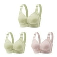 thumbnail image 1 of Hxshgdsn Womens 3PC Silky Wireless Bras Smoothing Full Coverage Push Up T-Shirt Embroidered Comforable Racerback Everyday Bralettes No Underwire Shapewear Bras,Green 4,38C, 1 of 3
