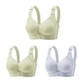 thumbnail image 1 of Hxshgdsn Womens 3PC Silky Wireless Bras Smoothing Full Coverage Push Up T-Shirt Embroidered Comforable Racerback Everyday Bralettes No Underwire Shapewear Bras,Green 5,40C, 1 of 3
