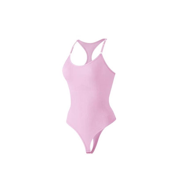 Hxshgdsn Womens Adjustable Spaghetti Strap Shaping Bodysuit Stretchy Slim Fit Shapewear(Pink/XL)