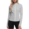 thumbnail image 1 of Hxshgdsn Womens Athletic Jacket Stand Collar Full Zip Long Sleeve Slim Fit Golf Top Sun Protection（Gray/S）, 1 of 7