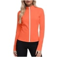 thumbnail image 1 of Hxshgdsn Womens Athletic Jacket Stand Collar Full Zip Long Sleeve Slim Fit Golf Top Sun Protection（Orange/XL）, 1 of 7