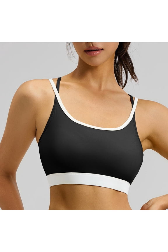 Womens Backless Sport Bras Push Up Back Cross Criss Strap Trendy Ladies Wear (Black/2XL)