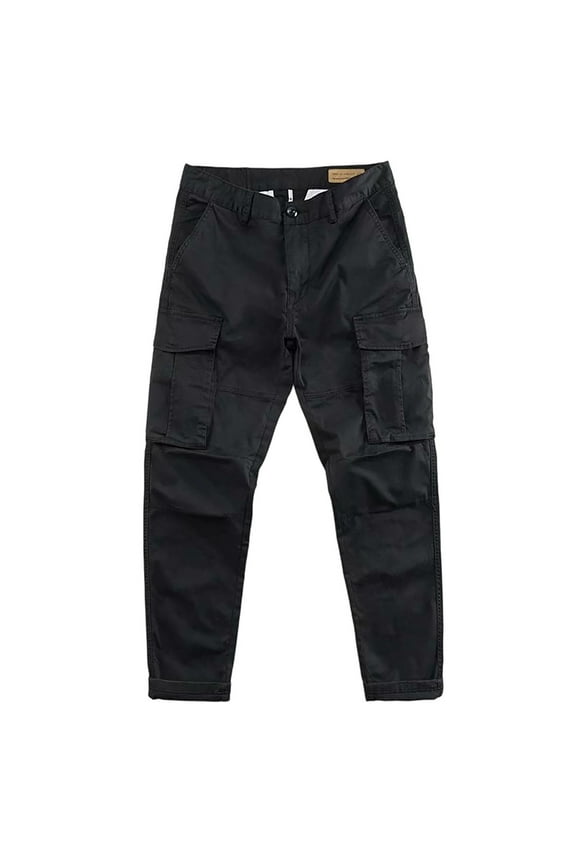 Womens Cargo Pants Elastic High Waist With Pockets Casual Cuffed Trousers Hiking Workwear Black M