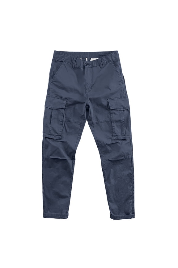 Womens Cargo Pants Elastic High Waist With Pockets Casual Cuffed Trousers Hiking Workwear Navy 2Xl